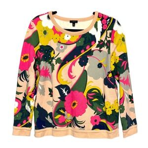 Talbots‎ Dopamine Dressing Retro Mod Floral Sweatshirt Womens Size LP Whimsical